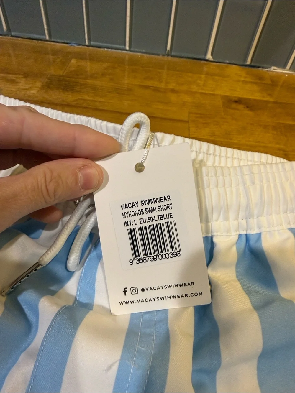 Mykonos Striped Light Blue & White Men’s Swim